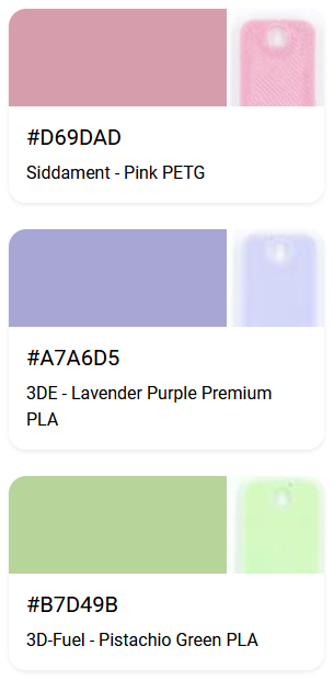 A screenshot of three swatches in a color palette.